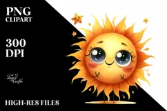 Simple Funny Sun with Big Eyes, Transparent PNG Product Image 3