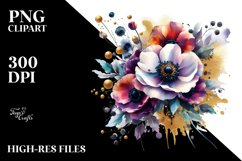 Vibrant Abstract Bouquet with Anemone | Sublimation Clipart Product Image 1