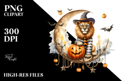 Lion Dressed for Halloween on Half Moon PNG Product Image 2