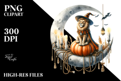 Halloween Lion on Moon with Candles PNG Product Image 2