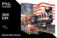 Vintage Train Watercolor | Summer Clipart Product Image 3