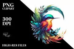Abstract Vibrant Watercolor Bird PNG Product Image 3
