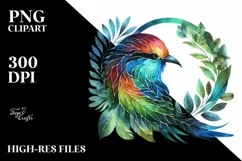Abstract Vibrant Watercolor Bird PNG Product Image 1