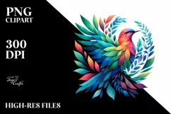 Abstract Vibrant Watercolor Bird PNG Product Image 3
