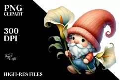 Cute Baby GNOME with Calla Lily PNG Product Image 2