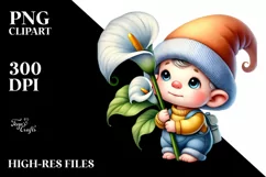 Cute Baby GNOME with Calla Lily PNG Product Image 2