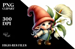 Cute Baby GNOME with Calla Lily PNG Product Image 2