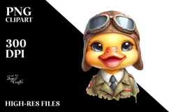 Cute Baby Duck in Aviator Suit PNG Product Image 2