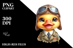 Cute Baby Duck in Aviator Suit PNG Product Image 2