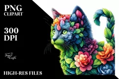 Abstract Vibrant Watercolor Kitten PNG Product Image 1