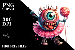Funny Eyeball Monster with Lollipop, Watercolor Design Product Image 2
