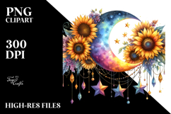 Vibrant Drawing of Half Moon and Stars PNG Product Image 2
