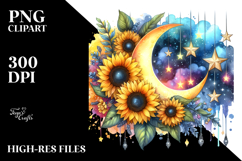 Vibrant Drawing of Half Moon and Stars PNG Product Image 2