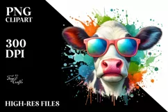 Quirky Colorful Artistic Cow Clipart Product Image 3