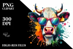 Quirky Colorful Artistic Cow Clipart Product Image 3