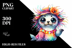 Colorful Summer Baby Seal Clipart Product Image 1
