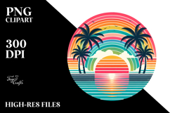 Retro Tropical Rainbow Sunset PNG Product Image 2