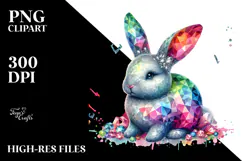 Colorful Bunny with and Golden Insertions PNG Product Image 2