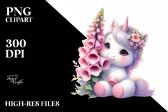 Baby Unicorn Foxglove Clipart Product Image 1