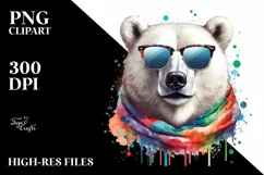 Quirky Colorful Artistic Polar Bear Clipart Product Image 1