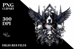 Detailed Gothic Dog Sublimation Clipart Product Image 3