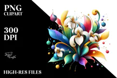 Colorful Golden Abstract Snowdrop PNG Product Image 2