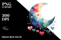 Simple Half Moon with Hearts PNG Product Image 2