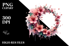 Glossy Cherry Blossom Watercolor Splash, PNG Product Image 2