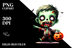 Simple Haloween Clipart with Zombie PNG Product Image 2