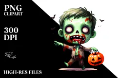 Simple Haloween Clipart with Zombie PNG Product Image 2