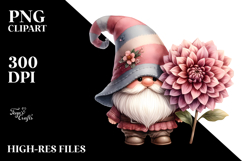 Cute Gnome with Dahlia, Watercolor Art Product Image 2