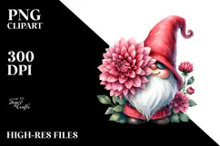 Cute Gnome with Dahlia, PNG Product Image 2
