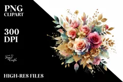 Colorful Bouquet with Roses Clipart Product Image 3