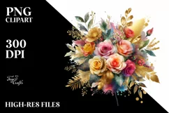 Colorful Bouquet with Roses Clipart Product Image 3