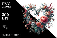 Floral Heart Digital Painting PNG Product Image 2