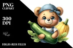 Funny Baby Bear Holding Zucchini | Sublimation | Clipart Product Image 3