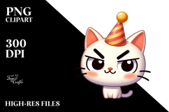 Mischievous Cat with Party Hat, Vibrant PNG Product Image 2
