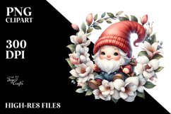 Cute Baby Gnome Carrying Floral Frame PNG Product Image 2