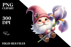 Cute Gnome with Iris, PNG Product Image 2