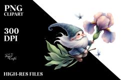 Cute Gnome with Big Hat and Iris, Transparent PNG Product Image 2