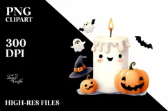 Simple Haloween Clipart with Candle PNG Product Image 1
