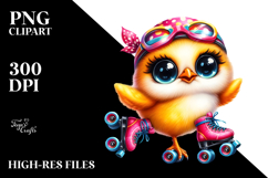 Vibrant Watercolor Crazy Cute Baby Chicken PNG Product Image 2