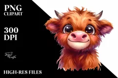 Funny Baby Face Highland Cow with Big Eyes Product Image 1