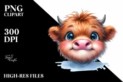 Expressive Happy Highland Cow PNG Product Image 3