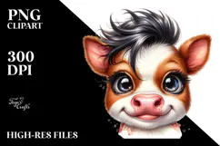 Cute Cow with Cool Haircut PNG Product Image 2
