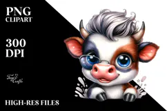 Cute Cow with Cool Haircut PNG Product Image 2