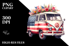 Vintage Oilish Van with Flowers PNG Product Image 2