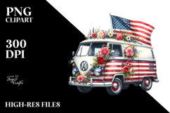 Vintage Oilish Van with Flowers PNG Product Image 2