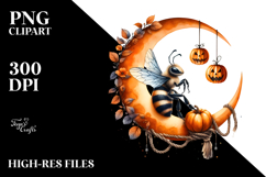 Halloween Bee on Half Moon PNG Product Image 2