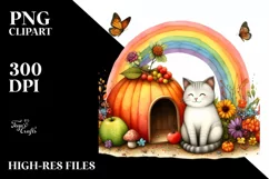 Colorful CAT House with Rainbow | Sublimation | Clipart Product Image 3